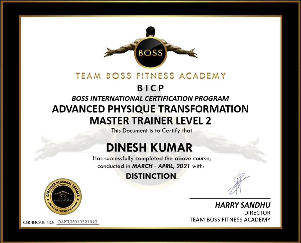 Chennai Fitness Festival 2018 certification award
